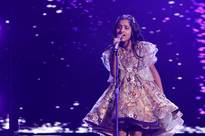 Pranysqa Mishra performs onstage during America's Got Talent