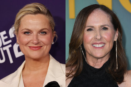 A split featuring Amy Poehler and Molly Shannon.