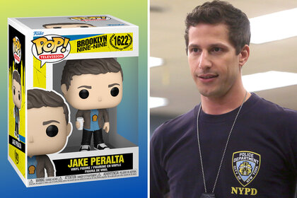 A split of of Jake Peralta POP! and Jake peralta on Brooklyn Nine-Nine