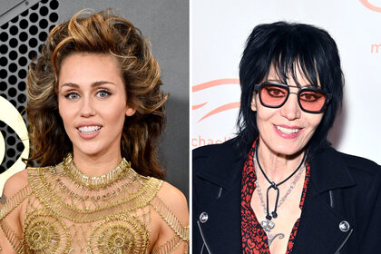 A split of Miley Cyrus and Joan Jett