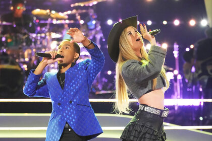 Dreion and Georgia Starnes perform together on The Voice Season 26 Episode 10.