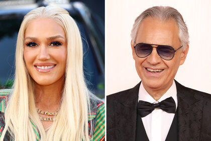 A split of Gwen Stefani and Andrea Bocelli