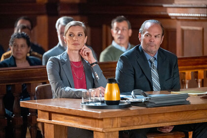 Attorney Gallo (Katie Sackhoff) and Jack Costa (Chris Bauer) appear in Season 24 Episode 2 of Law & Order.