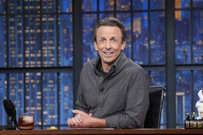 Seth Meyers speaks at his desk on Late Night With Seth Meyers Episode 1577.