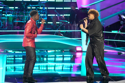 Austyns Stancil and Jose Luis sing together on The Voice Season 26 Episode 9