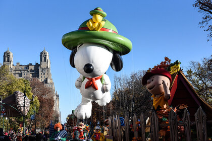 The Snoopy float at the 2023 Macy's Thanksgiving Day Parade.