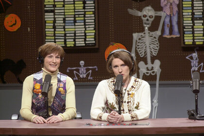 Margaret Jo McCullin (Ana Gasteyer) and Terry Rialto (Molly Shannon) during a sketch on Saturday Night Live Season 26, Episode 3.