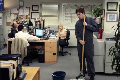 Andy Bernard (Ed Helms) mops in The Office Episode 824.