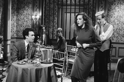 Tom Hanks, Joan Cusack and Terry Sweeney during a sketch on Saturday Night Live Season 11