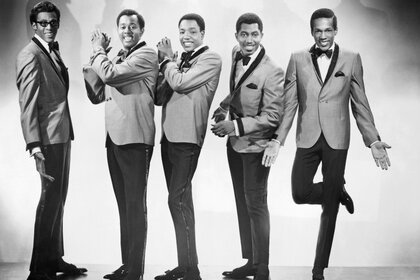 The temptations posing for a black and white portrait