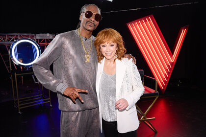 Snoop Dogg and Reba McEntire pose together on The Voice Season 26 Episode 6.