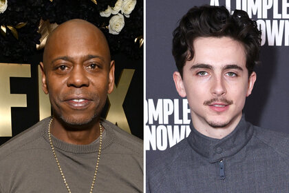 A split of Dave Chappelle and Timothée Chalamet