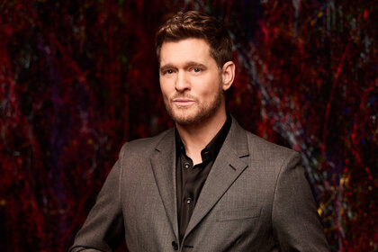 Michael Buble wears a grey blazer for The Voice Season 27