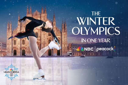 A figure skater on the 2026 Milan Cortina Olympics key art.