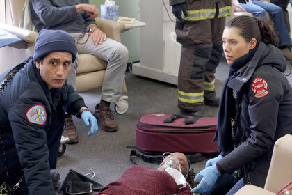 Lennox and Violet help someone on Chicago Fire Season 12, Episode 8.