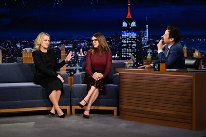 Amy Poehler and Tina Fey talk to jimmy fallon on the tonight show starring jimmy fallon season 12, episode 71