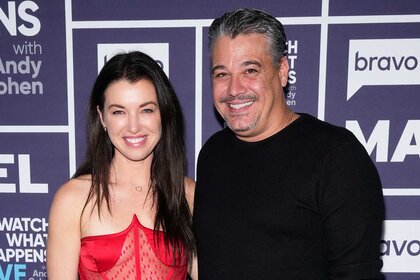 Parvati Shallow and Boston Rob Mariano posing together for Watch What Happens Live Season 22, Episode 12.