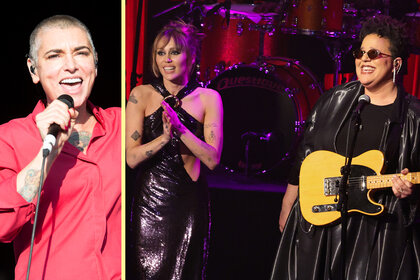 A split featuring Sinead O'Connor and Miley Cyrus and Brittany Howard performing on SNL50.