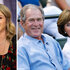 A split of Jenna Bush Hager and George W. Bush and Laura Bush