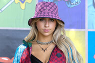 Tate McCrae wears a hat at Lollapalooza