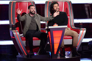 Dan + Shay react to a performer during The Voice Season 25 Episode 9