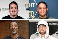 A four split of Shane Gillis Pete Davidson Snoop Dogg Eminem