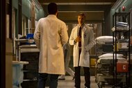 Dr. Josh Nichols (Teddy Sears) speaks to another doctor in Brilliant Minds Episode 102.