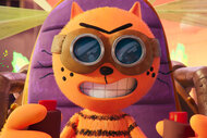 Close up image of an animated cat wearing goggles