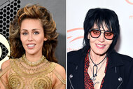 A split of Miley Cyrus and Joan Jett