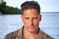 Joe Manganiello wears a leopard shirt in front of the ocean for Deal or No Deal Island Season 2.