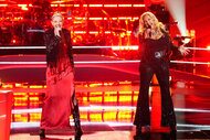 Christina Eagle and Gail Bliss perform together on stage on The Voice Season 26 Episode 7.