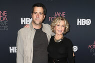 Troy Garity and Jane Fonda attend the Premiere Of HBO's "Jane Fonda In Five Acts"