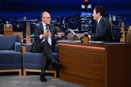 Lester Holt talks to Jimmy Fallon on The Tonight show season 12 episode 21