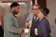 Kevin Atwater (LaRoyce Hawkins), Daniel Charles (Oliver Platt), and Sharon Goodwin (S. Epatha Merkerson) in Season 10 Episode 6 of Chicago Med