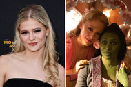 A split of Darci Lynne and a scene from Wicked with Glinda and Elphaba