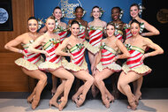 The Radio City Rockettes pose together backstage at The Tonight Show Starring Jimmy Fallon