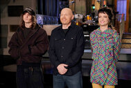 Mk.gee, Bull Burr and Sarah Sherman on stage during promos for SNL Season 50 Episode 6