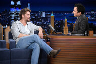 Luke Grimes during an interview with host Jimmy Fallon