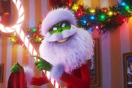 The Grinch (Benedict Cumberbatch) is disguised as Santa Claus in The Grinch (2018).