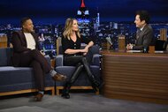 Craig Melvin & Savannah Guthrie speak with host Jimmy Fallon on The Tonight Show.