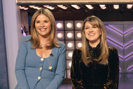 Jenna Bush Hager stands with Kelly Clarkson on The Kelly Clarkson Show