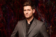 Michael Buble wears a grey blazer for The Voice Season 27