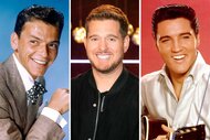 A split of Frank Sinatra, Michael Bublé, and Elvis Presley.