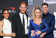 A split featuring Michael Bublé & Luisana Lopilato and Meghan Markle & Prince Harry