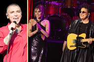 A split featuring Sinead O'Connor and Miley Cyrus and Brittany Howard performing on SNL50.