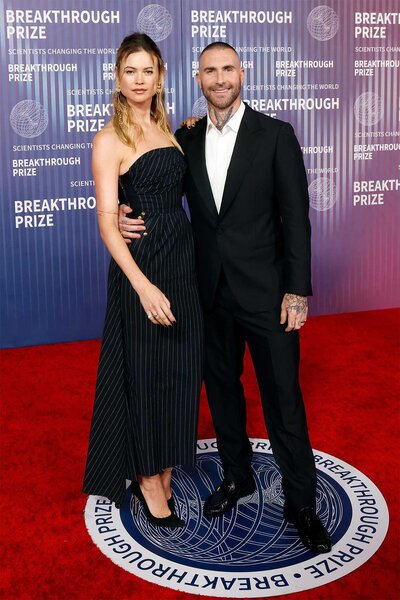 Behati Prinsloo and Adam Levine on the red carpet for the 2024 Breakthrough Prize Ceremony