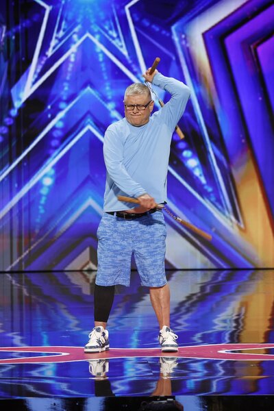 Randy Beams performs on stage on America's Got Talent Episode 1903.