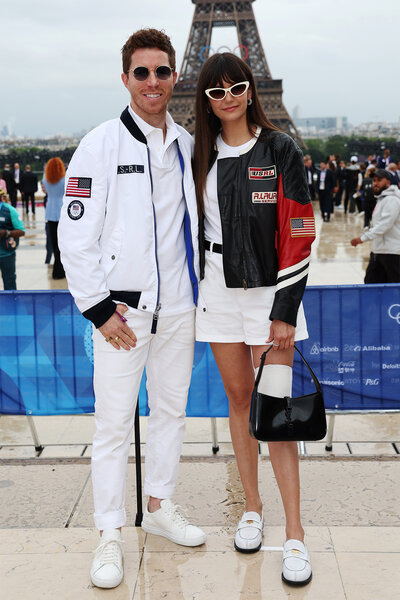 Shaun White and Nina Dobrev attend the 2024 Olympics opening ceremony