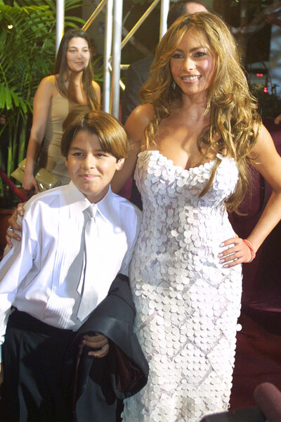 Sofia Vergara with her son Manolo Gonzalez Vergara in 2002.