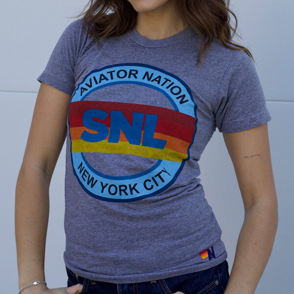 Blue "SNL" Aviator Nation t-shirt.